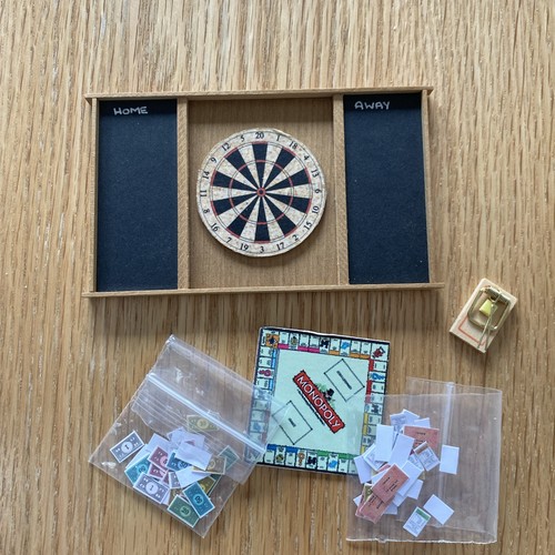 Dolls house wooden dart board - dolls,