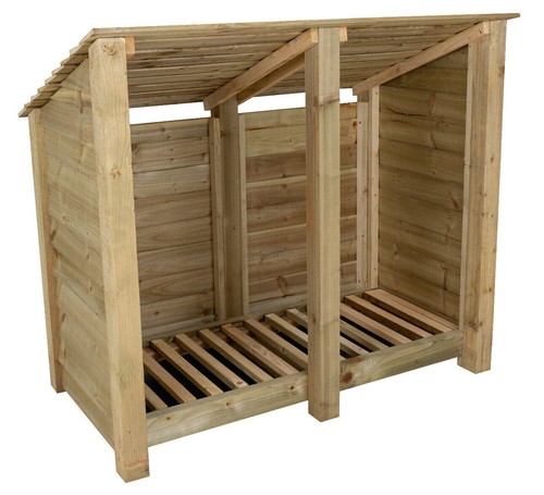 Wooden log shed - log, firewood
