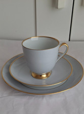 Furstenberg Porcelain Cup, Saucer & Plate Set Pale Blue & Gold
