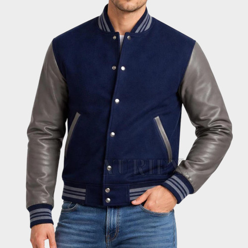 Men varsity jacket wool body - men's,