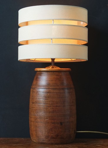 Vintage wooden barrel - wooden, lamp