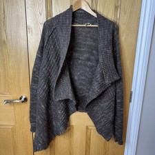 Crea Concept Alpaca Wool Wrap Medium M Brown Chunky Knit Asymmetrical Cardigan