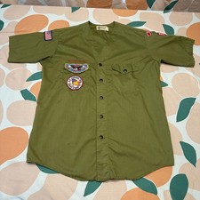VINTAGE Boy Scouts Scoutmaster Uniform Shirt Men’s Large Olive Green Bonifay 60s