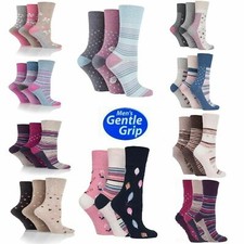 6 X Pairs Of Ladies Original Gentle Grip Honeycomb Top Socks Diabetic Size 4-8