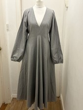 Zara Striped Dress Long Balloon Sleeves Fit & Flare Pockets Bloggers - New - XL