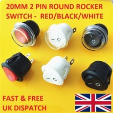 Quality On/Off Round Rocker Switch Waterproof Cover Car Dash SPST 12V Red Black