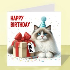 Personalised Ragdoll Cat Birthday Card