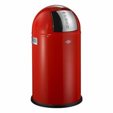 Wesco Dustbin Pushboy Junior Push Waste Bin Waste Collector Pressed Steel Red 22L