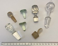 Bundle of 7 Antique Glass Decanter Stoppers assorted sizes/types.