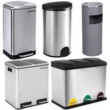 SONGMICS Waste Bin Dustbin Garbage Rubbish Kitchen Trash Can Stainless Steel