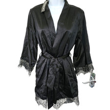 Boohoo Lace Trim Black Satin