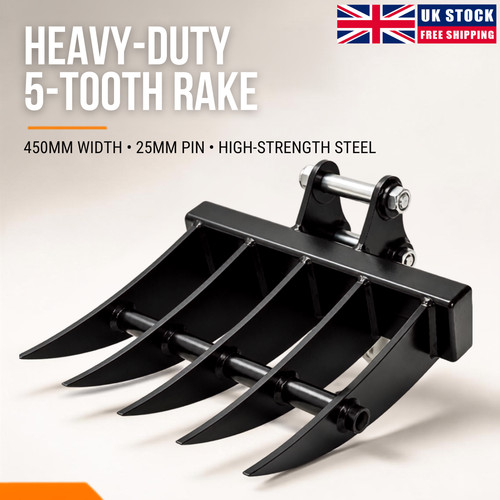 Tine mini excavator rake - 5,