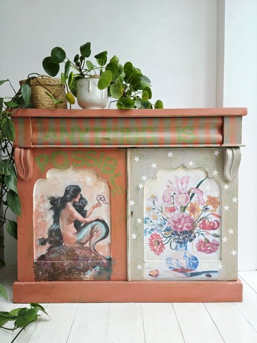 Painted sideboard colourful - painted,