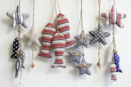 Mix10set fabric nautical fish - fabric,