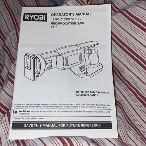 New manual ryobi 18v - ryobi, p510