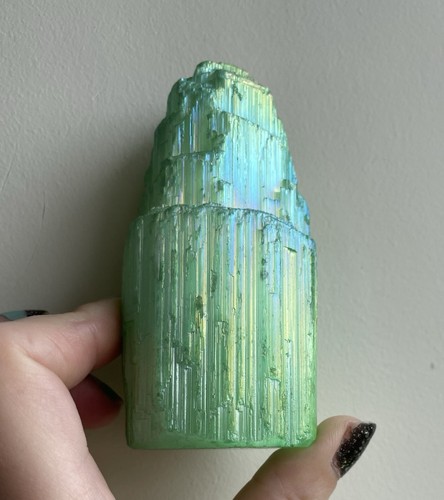 Green selenite tower crystal - tower,