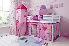 Kids Cabin Bed Midsleeper with Fairies Tent, Tower & Tunnel in Classic White