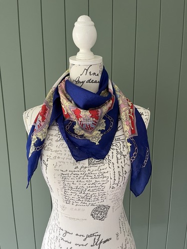 Vintage 100 silk scarf blue - 100%,