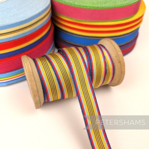 Vintage 16mm striped grosgrain - striped,