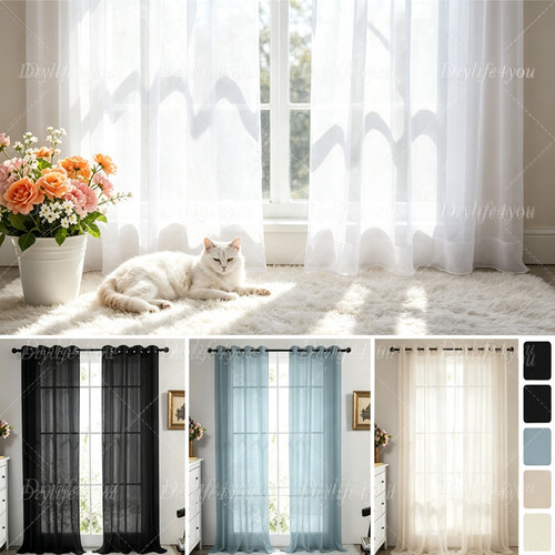 Voile curtains pair - voile,