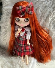 Blythe Doll Long Red Hair WITH Outift white skin jointed Body Blush Cheeks 30CM