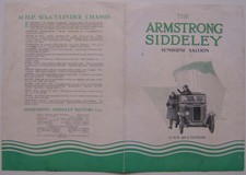 Armstrong Siddeley Sunshine 12 HP Saloon Original Sales Brochure Not dated