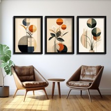 Minimalist Art Botanical Prints Vintage Art Set of 3 Prints Geometric Art Deco 