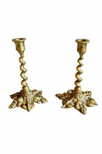 Pair Antique Brass Barley