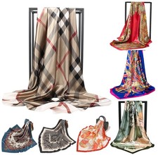 Large 90cm Satin Silk Square Scarf Floral Bandana Head band Neck Bag Charm Women