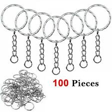 100pcs Silver Keyring Blanks Tone Key Chains Open Split Jump Ring 4 Link Tags