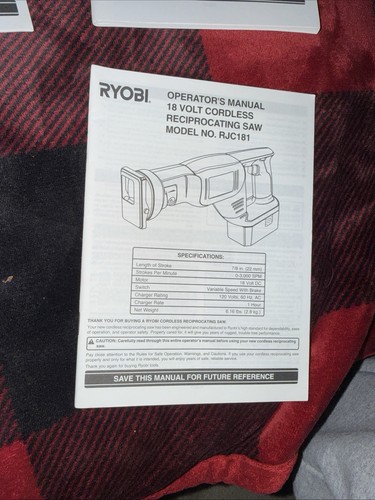 Ryobi owners manual volt - ryobi, 18