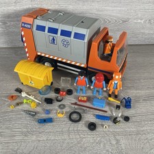 Playmobil Construction Skip Bin Rubbish Dump Truck Lorry Bundle With Figures