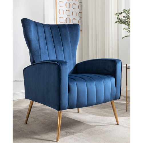 Velvet accent chair with metal - accent,