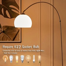 Standard Floor Lamp Retro Domed Lampshade Living Room Reading Light Standing LED