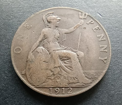 1912 one penny king george - -, v