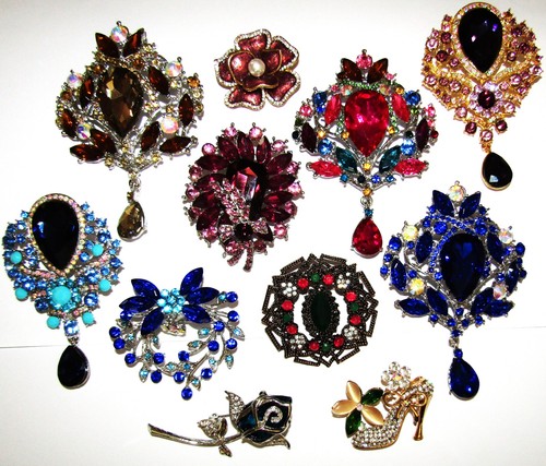Crystal rhinestone brooches