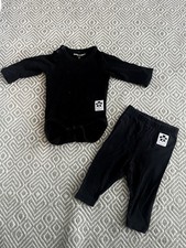 Mini Rodini Organic Bodysuit and Leggings Set Organic Cotton Black 2-4 Months