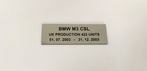 Bmw e46 csl plaques - bmw, m3