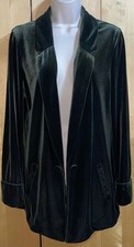 Green Velvet Jacket Size 12 Long Sleeve Dark Green Tu