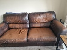 2 X Brown Leather Sofas . Both