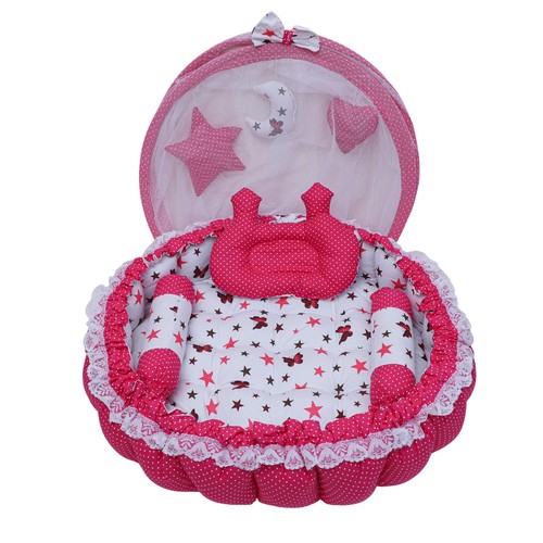 Pink white baby bed set - &,