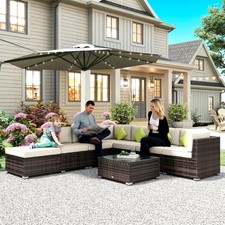 Rattan Outdoor Garden Furniture Patio Corner Sofa Set Weave Wicker Black Brown