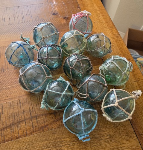 Vtg glass fishing net floats - glass,