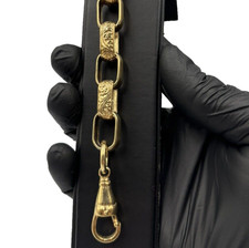 Men’s Solid 9ct Yellow Gold on 925 Silver Gypsy Link Belcher Bracelet 9” 13.5mm