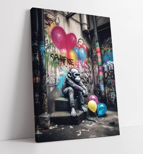 Graffiti monkey with balloons - with,