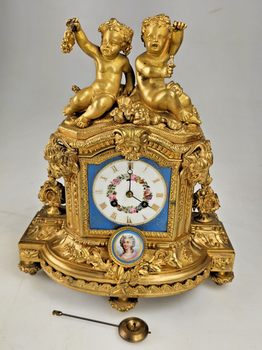 Antique bronze porcelain panel - bronze,