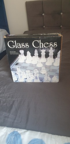 Glass chess board set - chess, 25cm