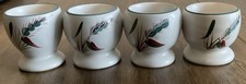 4 Pre-owned Vintage Denby Stoneware Egg Cups In Green Wheat Pattern