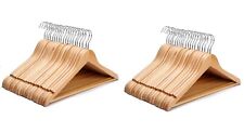 10-100 Wooden Coat Hangers Suit Garments Clothes Wood Hanger Trouser Bar Set