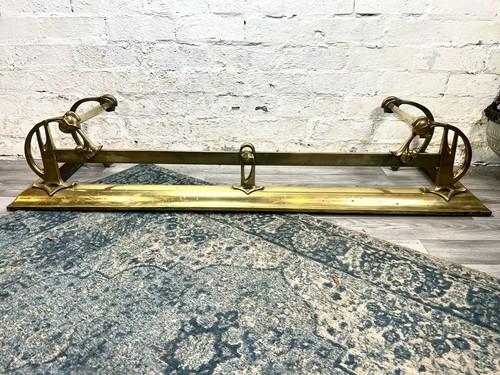 Antique brass fire fender - fire,